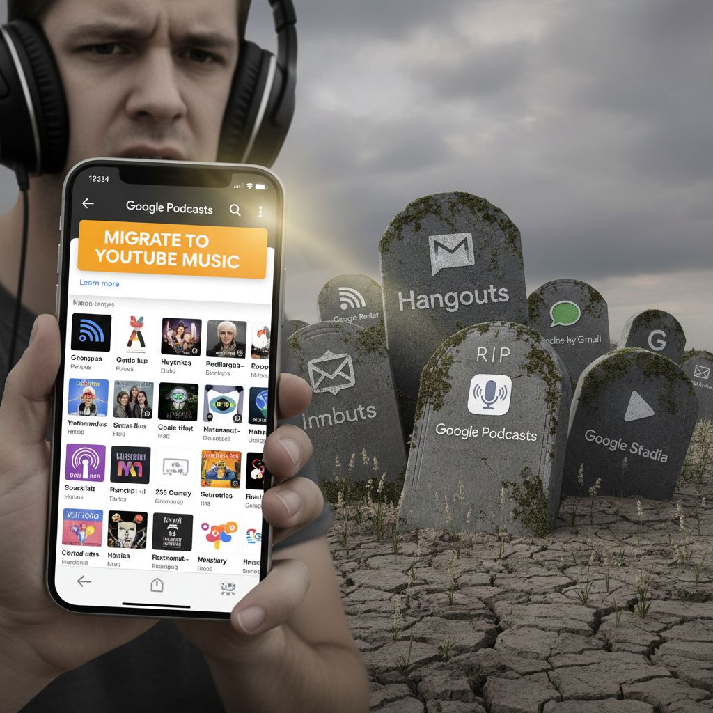 Google Podcasts ucciso. E tu avevi 100 episodi salvati. Ora non ci sono piu''.