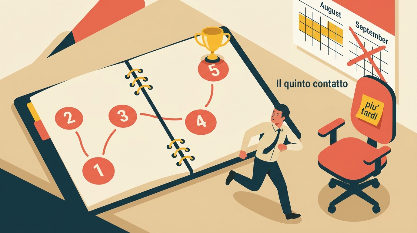 Guida utile al quinto contatto: l'80% delle vendite arriva dopo il quinto follow-up, e tu ti fermi al primo